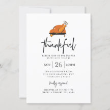 Thankful Modern Thanksgiving Dinner Invitation