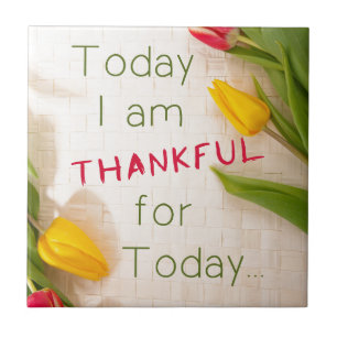 Thankful Motivational Qoutes Ceramic Tile