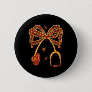 Thankful Nurse Doctor Stethoscope Coquette Bow Tha 6 Cm Round Badge