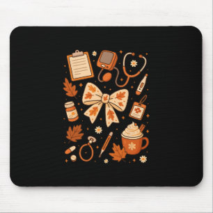 Thankful Nurse Fall Stethoscope Coquette Bow Thank Mouse Pad