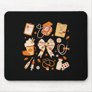 Thankful Nurse Fall Stethoscope Coquette Bow Thank Mouse Pad