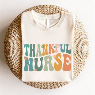 Thankful Nurse Floral Thanksgiving Nursing Student T-Shirt