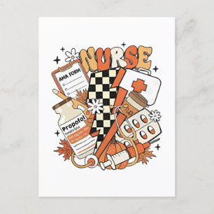 Thankful Nurse Life Turkey Cute Thanksgiving Nurse Announcement Postcard