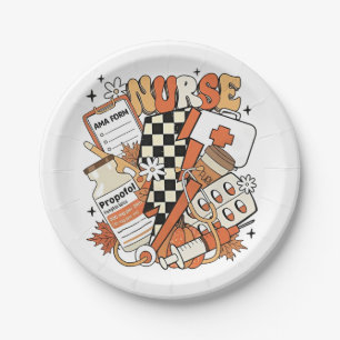 Thankful Nurse Life Turkey Cute Thanksgiving Nurse Paper Plate