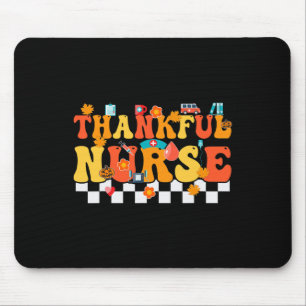 Thankful Nurse Retro Groovy Thanksgiving Fall RN W Mouse Pad