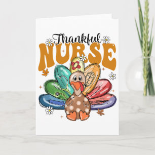 Thankful Nurse Thanksgiving Christmas Turkey Scrub Card
