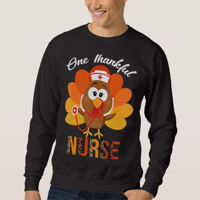 Thankful Nurse Turkey Thanksgiving Nurses Scrub To Sweatshirt (Front)