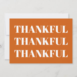 Thankful orange white modern thanksgiving card