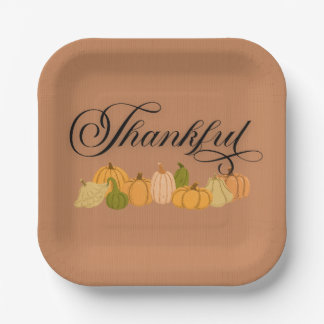 Thankful Paper Plates, Pumpkin Paper Plate