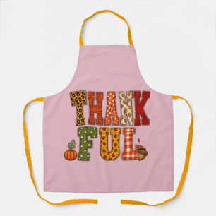 Thankful Patterned Letters Thanksgiving Design Apron