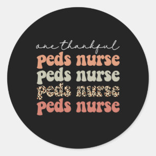 Thankful Peds Nurse Autumn Tree Fall Leaves Thanks Classic Round Sticker