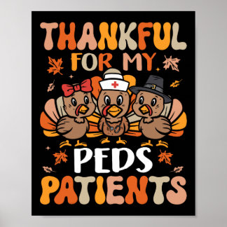 Thankful Peds Nurse Thanksgiving Turkey Paediatric Poster