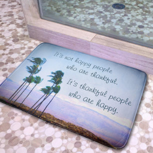 Thankful People Quote Hawaii Palm Trees Photo Bold Bath Mat
