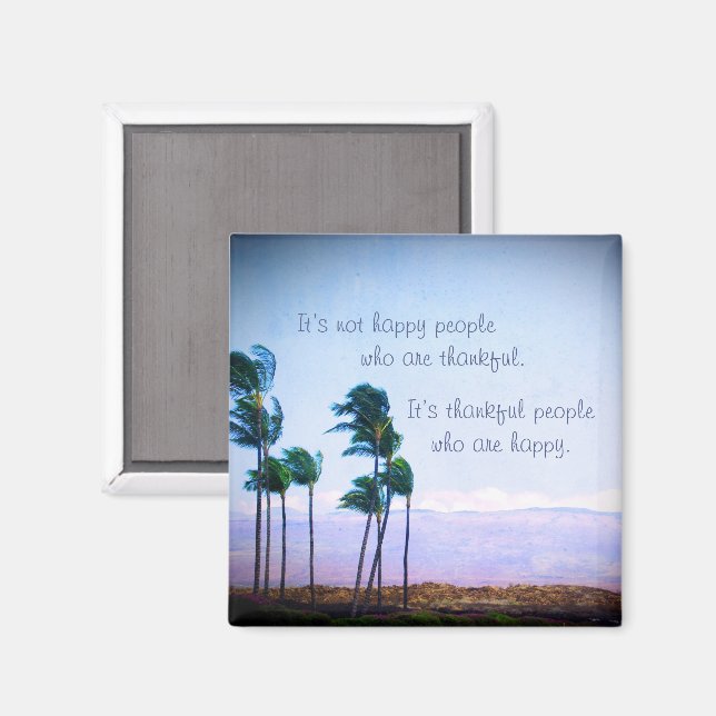 “Thankful people” quote Hawaii palm trees photo Magnet (Front/Back)