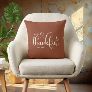 Thankful Personalised Brown Fall Cushion
