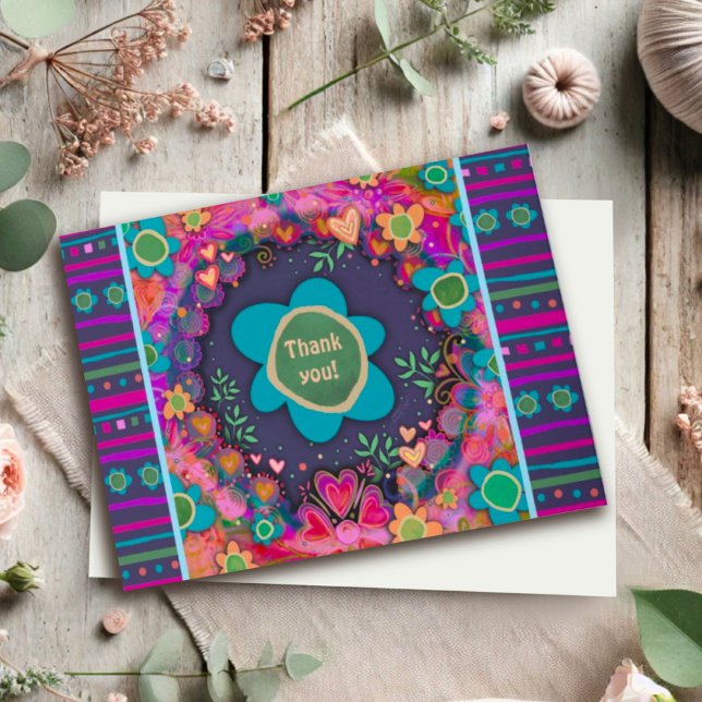 Thankful Personalised Floral Cheerful Cute Card (Creator Uploaded)