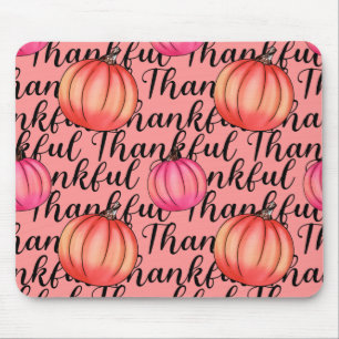 Thankful Pink Pumpkin -Elegant Fall & Thanksgiving Mouse Pad