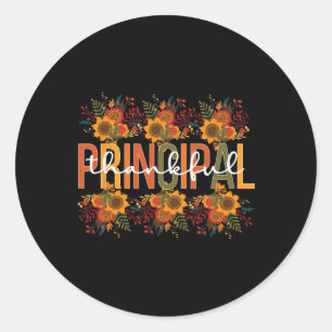 Thankful Principal Thanksgiving School Principal 1 Classic Round Sticker