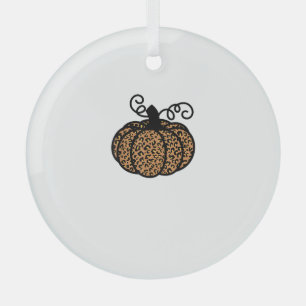 Thankful Printed Leopard Pumpkin for Thanksgiving Glass Tree Decoration
