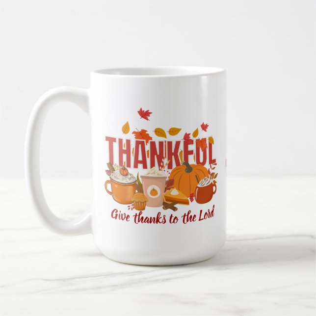THANKFUL Pumpkin Christian Thanksgiving Coffee Mug (Left)