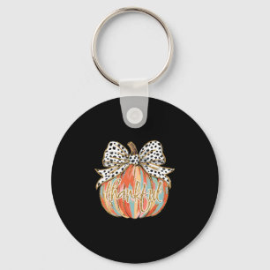 Thankful Pumpkin Coquette Bow Thanksgiving Fall Y' Key Ring