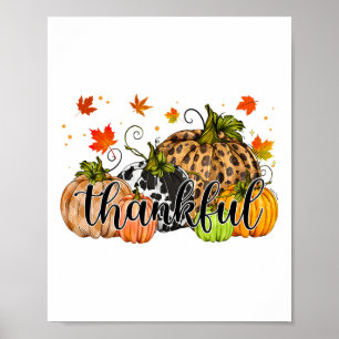 Thankful Pumpkin Fall Autumn Happy Thanksgiving Da Poster