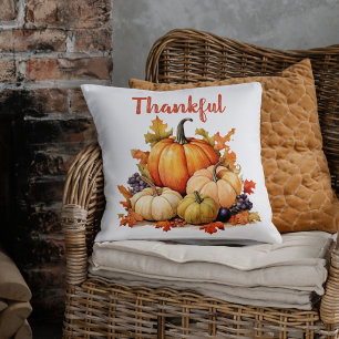 Thankful Pumpkin Fall Autumn Thanksgiving Cushion