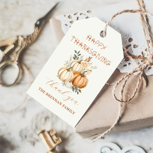 Thankful Pumpkin Fall Floral Thanksgiving Dinner Gift Tags