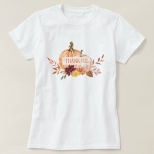 Thankful Pumpkin Fall Gratitude Design T-Shirt