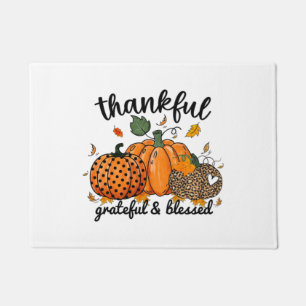 Thankful Pumpkin Grateful And Blessed Doormat
