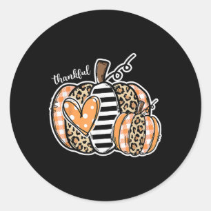 Thankful Pumpkin Happy Thanksgiving Day Classic Round Sticker