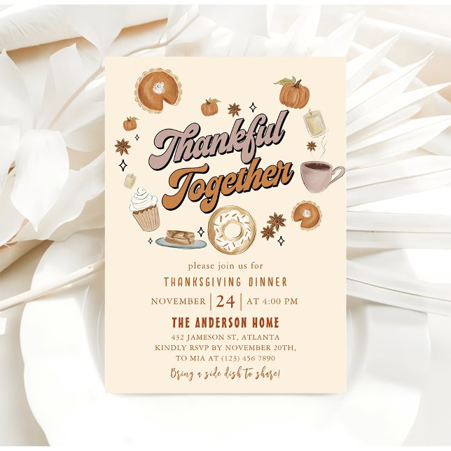 Thankful Pumpkin Pie Thanksgiving Dinner Invitation (Creator Uploaded)