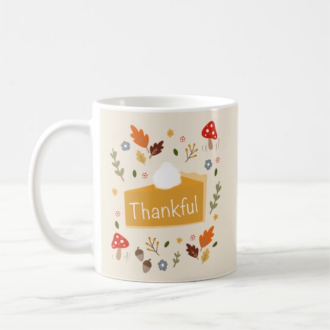 Thankful Pumpkin Pie Thanksgiving Gift Fall Coffee Mug (Left)