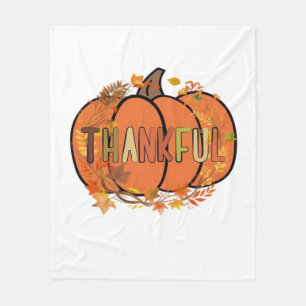 Thankful Pumpkin Thanksgiving T-Shirt - Gifts - De Fleece Blanket