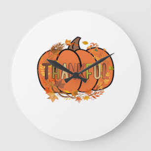 Thankful Pumpkin Thanksgiving T-Shirt - Gifts - De Large Clock