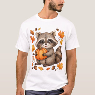 Thankful Racoon Pumpkin Cute Thanksgiving T-Shirt