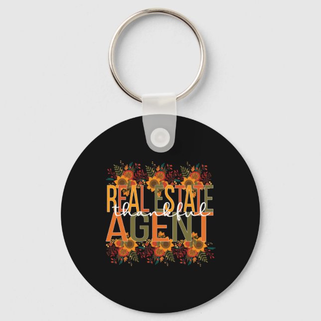 Thankful Real Estate Agent Thanksgiving  Key Ring (Front)
