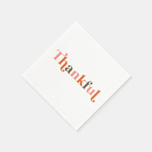 Thankful Retro Font Thanksgiving Napkin
