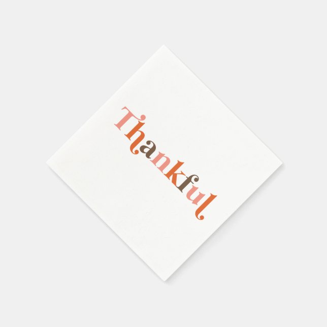 Thankful Retro Font Thanksgiving Napkin (Corner)