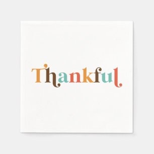 Thankful Retro Font Thanksgiving Napkins