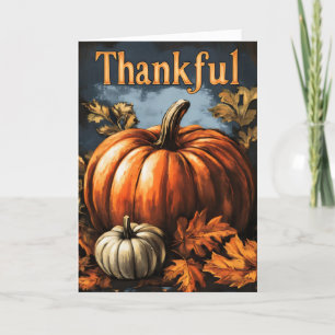 Thankful Retro Pumpkin Thanksgiving Holiday Card
