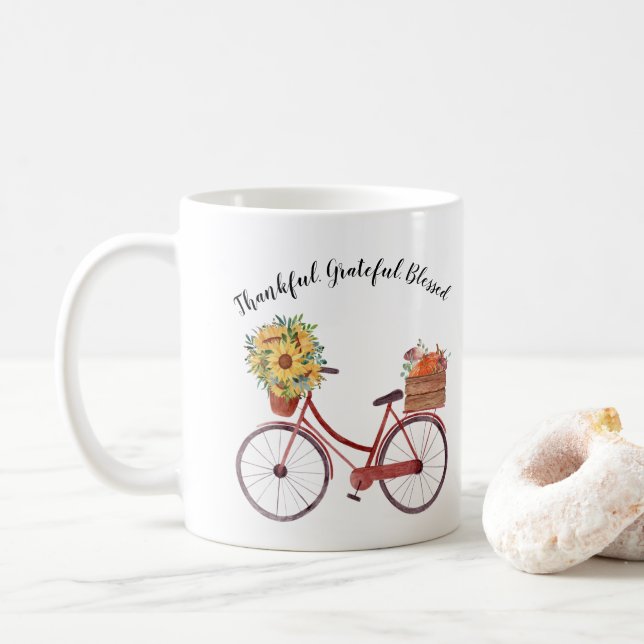 Thankful-Rustic Bicycle  Coffee Mug (With Donut)