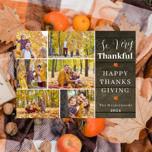 Thankful Rustic Fall thanksgiving family photo Holiday Card