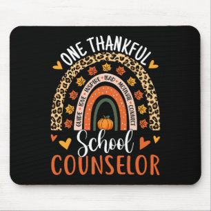 Thankful School Counsellor Thanksgiving Rainbow Co Mouse Pad