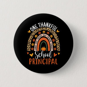 Thankful School Principal Thanksgiving Rainbow Leo 6 Cm Round Badge