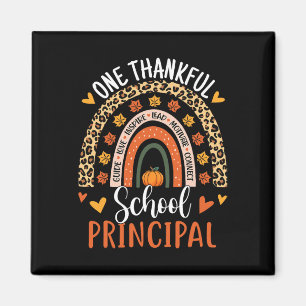 Thankful School Principal Thanksgiving Rainbow Leo Magnet