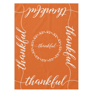 Thankful Script Burnt Orange Thanksgiving Tablecloth
