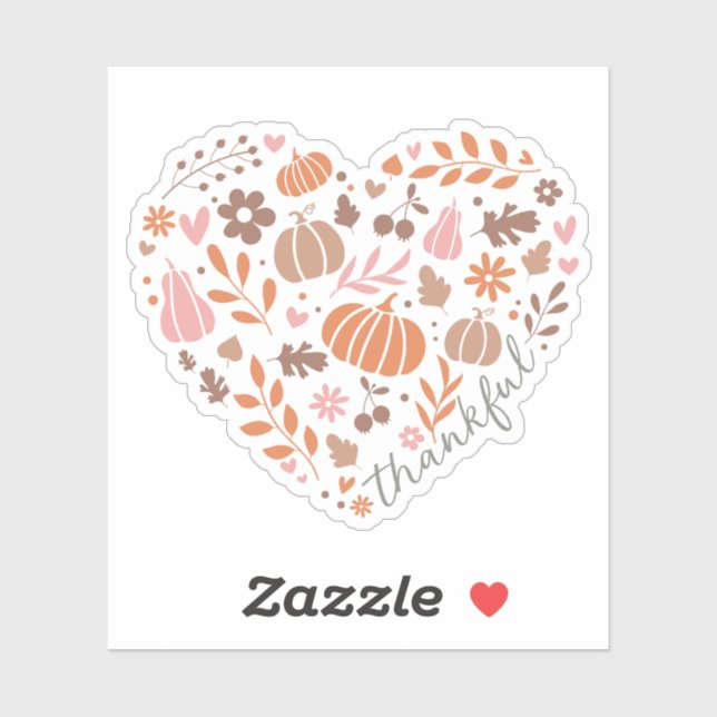 Thankful Script, Fall Floral and Pumpkin Heart (Sheet)