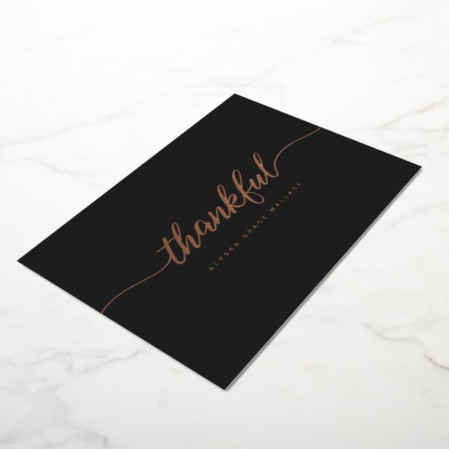Thankful Script Personalised rose gold black (Rotated)