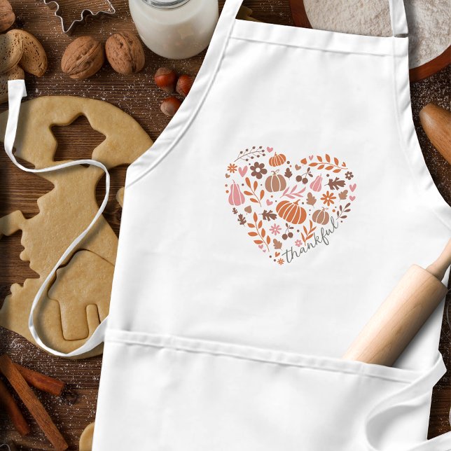 Thankful Seasonal Fall Heart Graphic Standard Apron (Creator Uploaded)